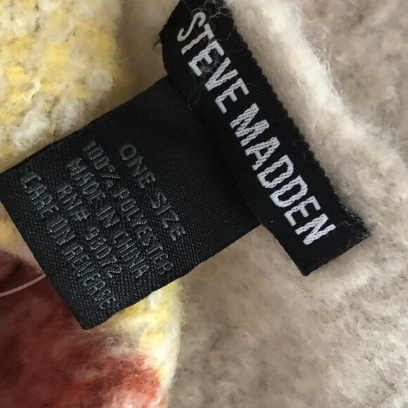 Steve Madden Shawl Scarf Womens Ivory Orange Muffler Blanket Wrap Fringe NWTs - Picture 4 of 5